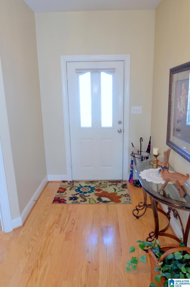 entrance foyer with light hardwood / wood-style flooring