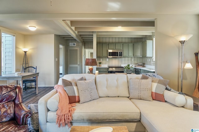 living room with hardwood / wood-style floors