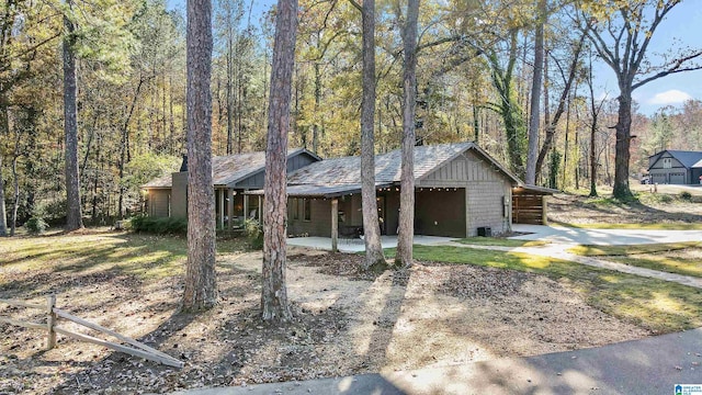 ranch-style house with an outbuilding