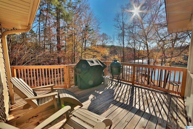 wooden terrace with grilling area