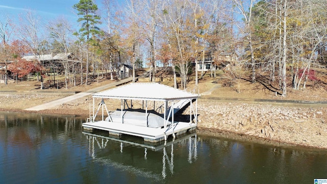 dock area featuring a water view