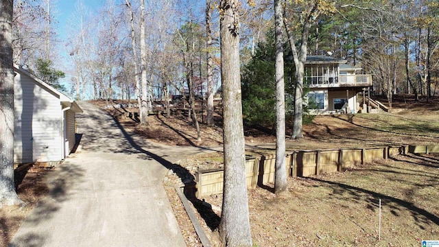 view of yard with a deck