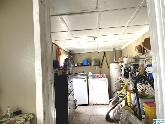 interior space featuring separate washer and dryer and water heater