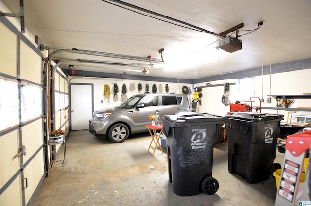 garage with a garage door opener