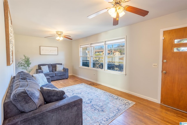 living room with light hardwood / wood-style floors and a wealth of natural light