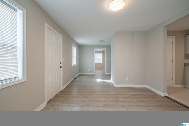 entrance foyer with light hardwood / wood-style floors