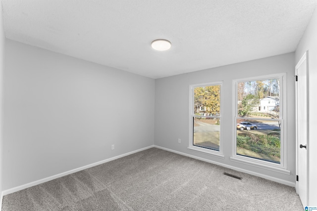 carpeted spare room featuring a textured ceiling