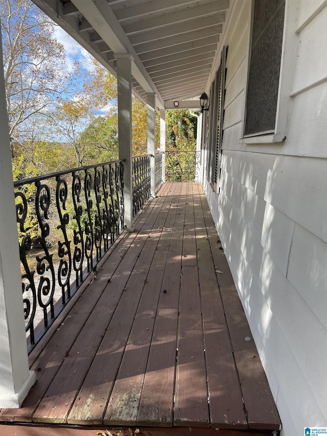 wooden deck featuring a porch