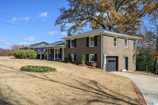 view of front facade with a porch and a garage