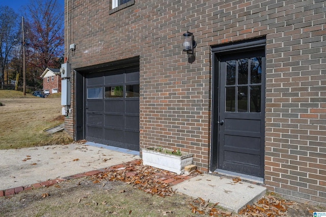 entrance to property with a garage