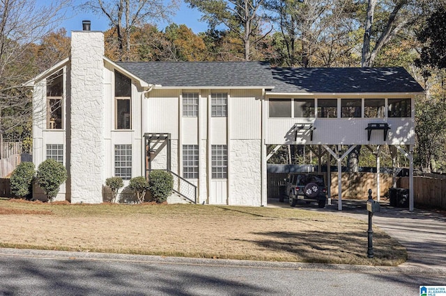 exterior space featuring a carport