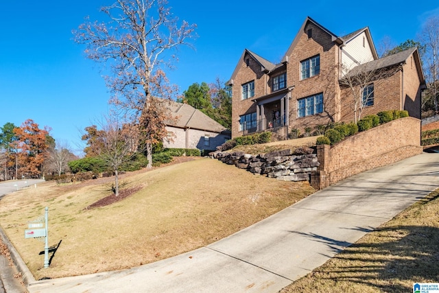 view of front of home with a front yard