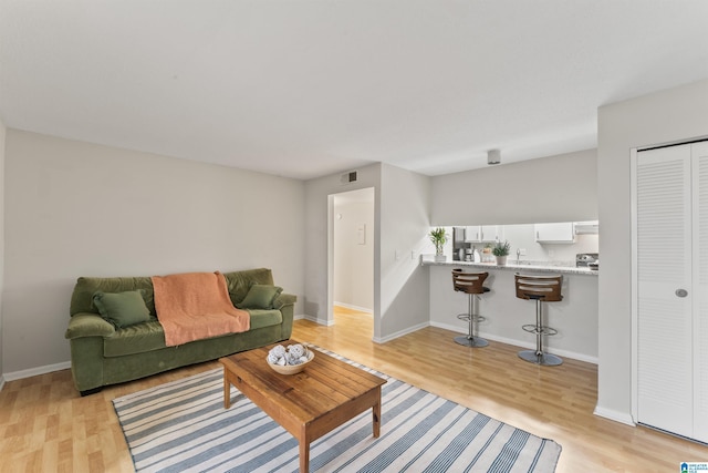 living room featuring light hardwood / wood-style flooring