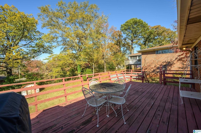 deck featuring area for grilling