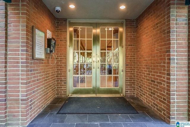 doorway to property with french doors