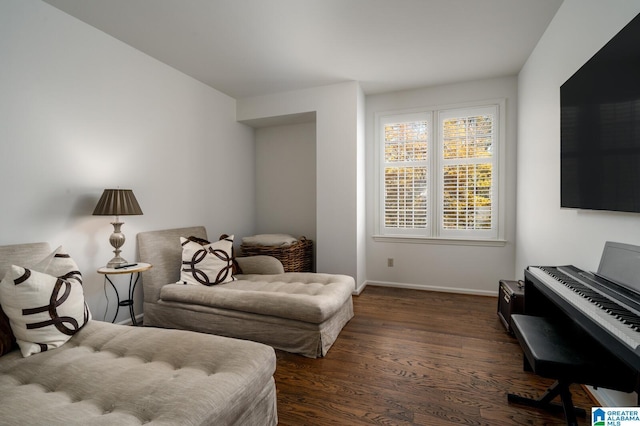 living area featuring dark hardwood / wood-style floors