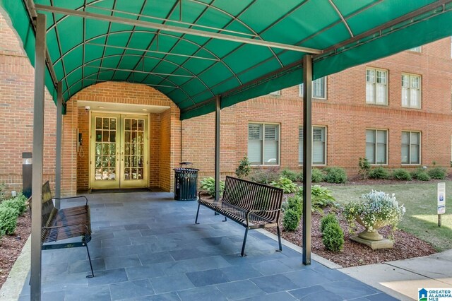 view of patio / terrace featuring french doors