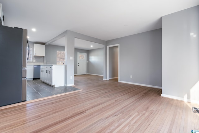 unfurnished living room featuring light hardwood / wood-style flooring