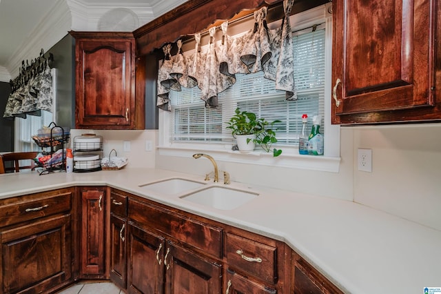 kitchen featuring crown molding and sink