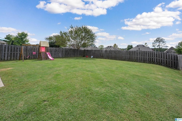 view of yard featuring a playground