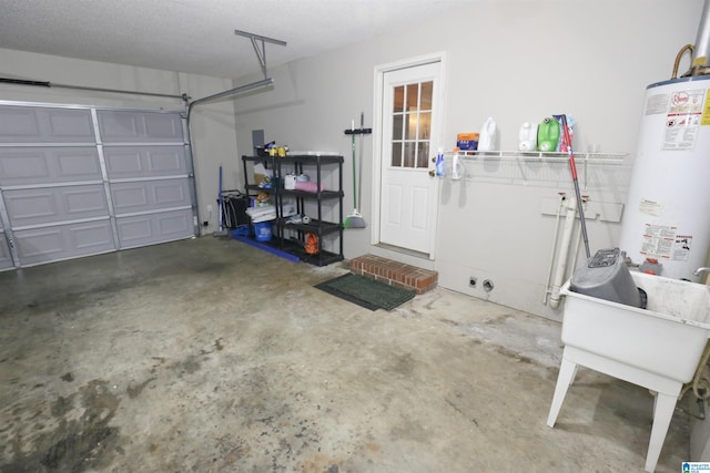 garage with water heater