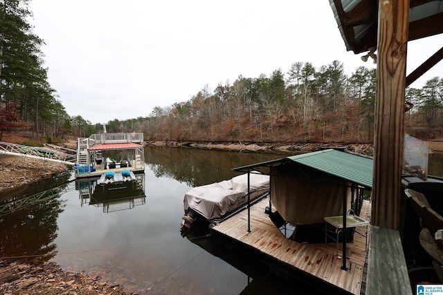 view of dock featuring a water view