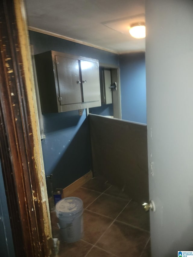 bathroom with tile patterned flooring