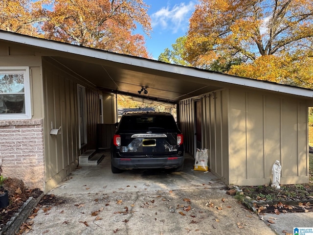 view of parking with a carport