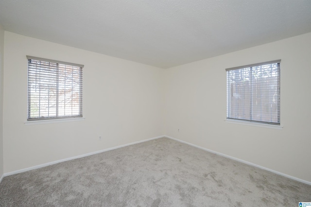 unfurnished room with light carpet