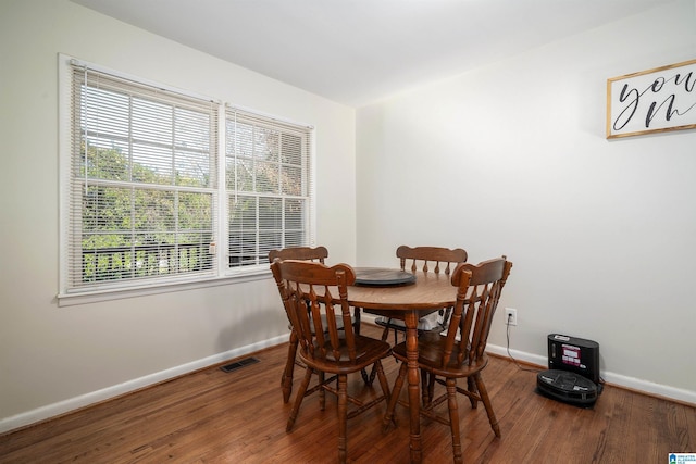 dining area with wood-type flooring