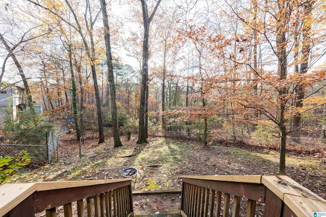 view of yard featuring a wooden deck