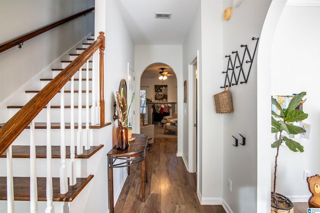 corridor with dark hardwood / wood-style floors