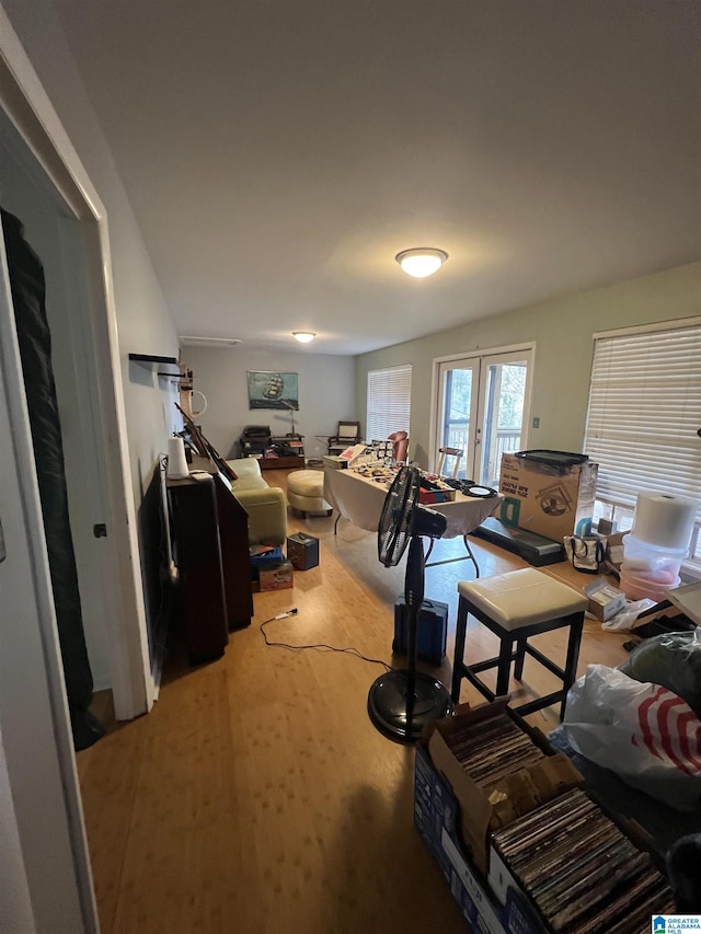 living room featuring french doors