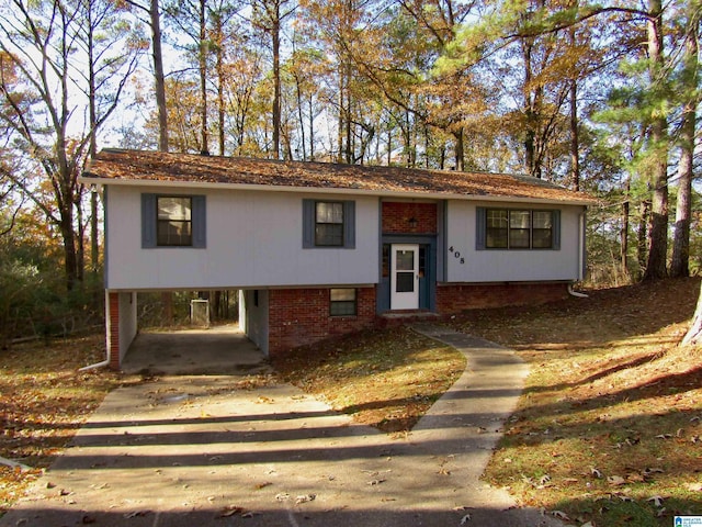 bi-level home with a carport