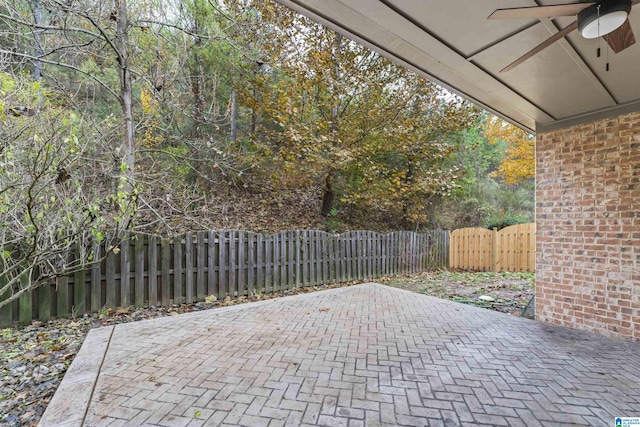 view of patio with ceiling fan