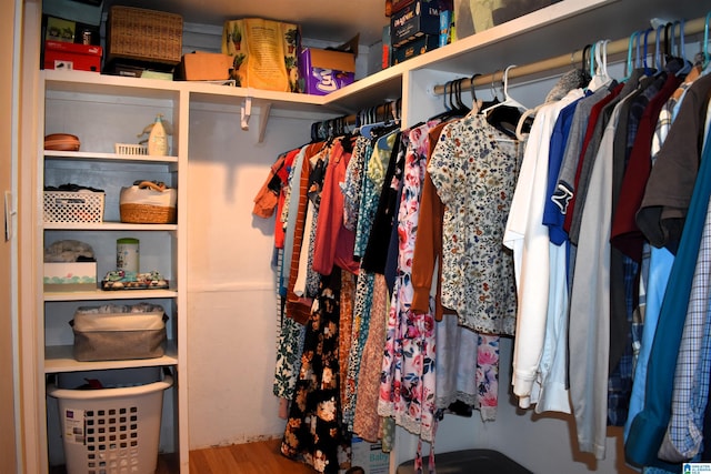 spacious closet featuring hardwood / wood-style floors