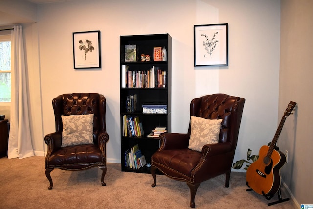 sitting room featuring carpet