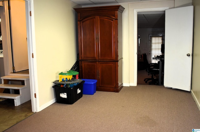 interior space featuring carpet flooring