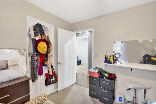 view of carpeted home office