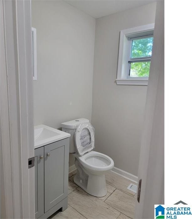 bathroom with vanity and toilet