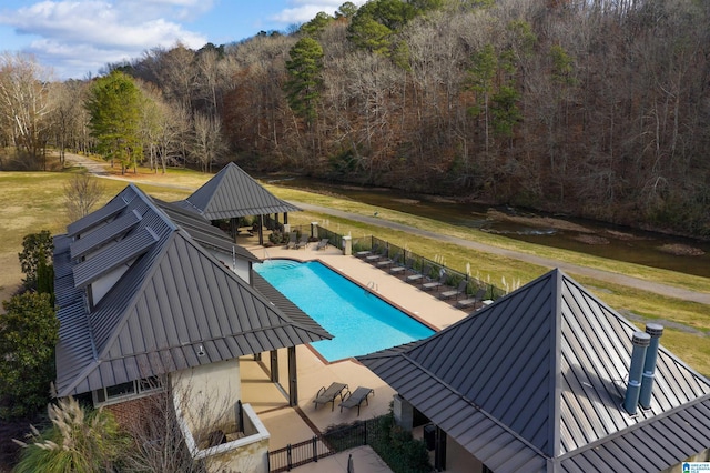 view of pool with a gazebo and a patio