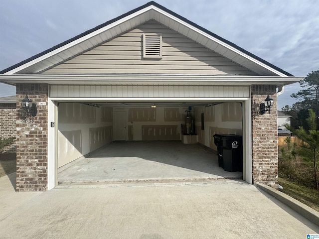 garage with gas water heater