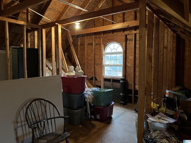 view of unfinished attic