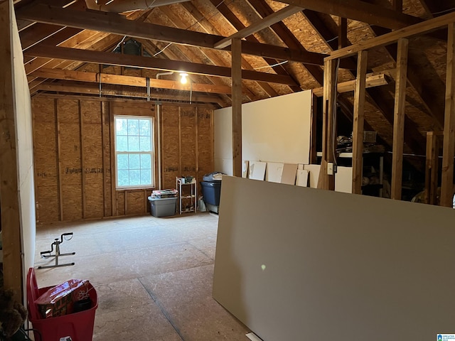 view of unfinished attic