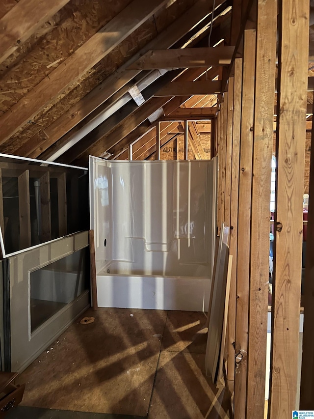 view of unfinished attic