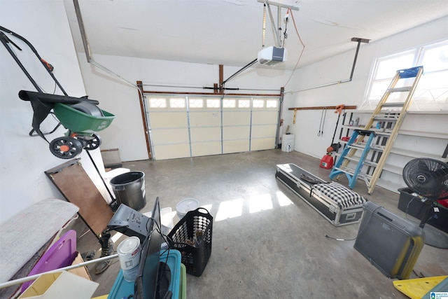 garage with a garage door opener