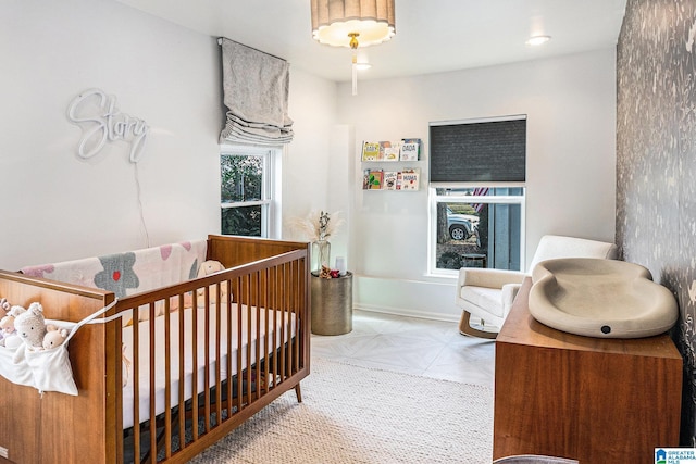 bedroom with a crib