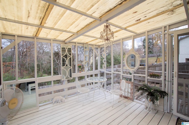 view of unfurnished sunroom