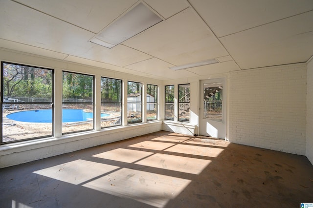 view of unfurnished sunroom