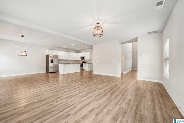 unfurnished living room featuring light hardwood / wood-style flooring